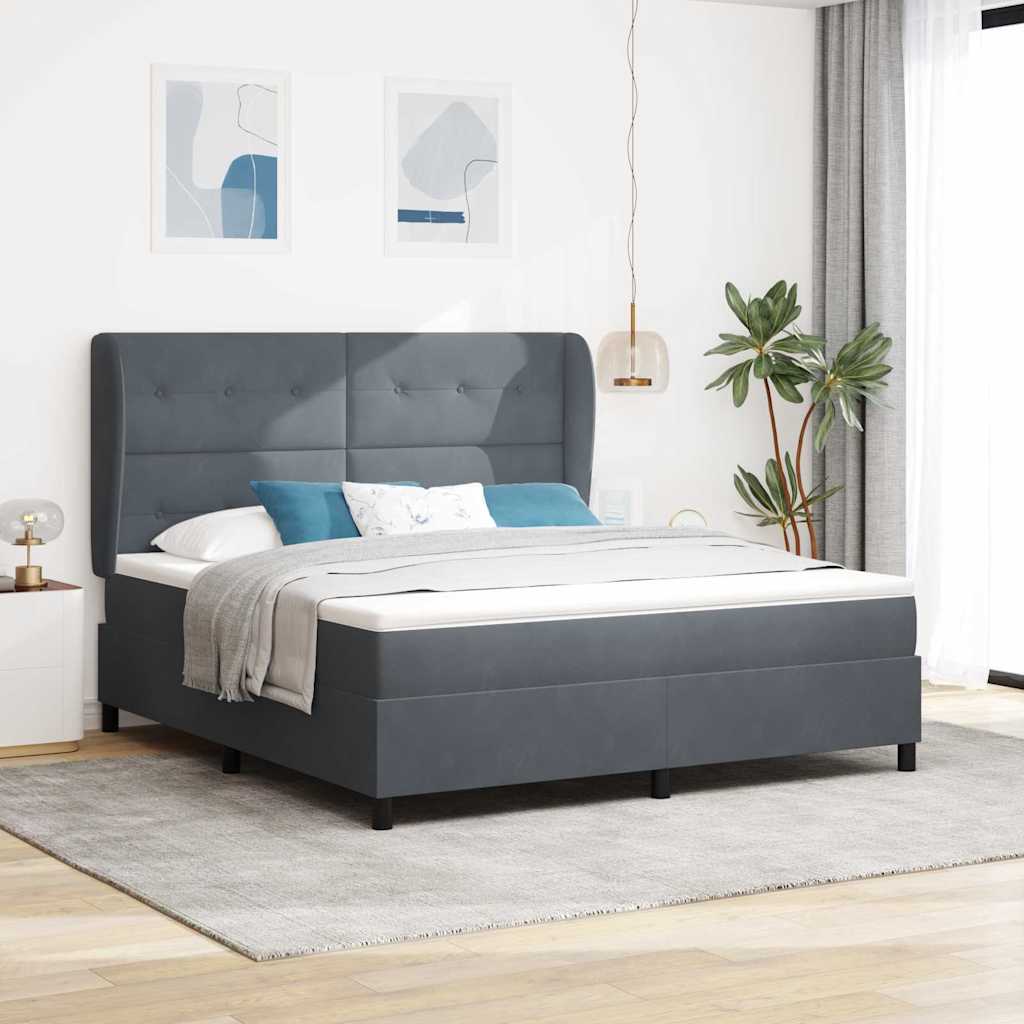 Boxspringbett Mit Matratze Samt Dunkelgrau
