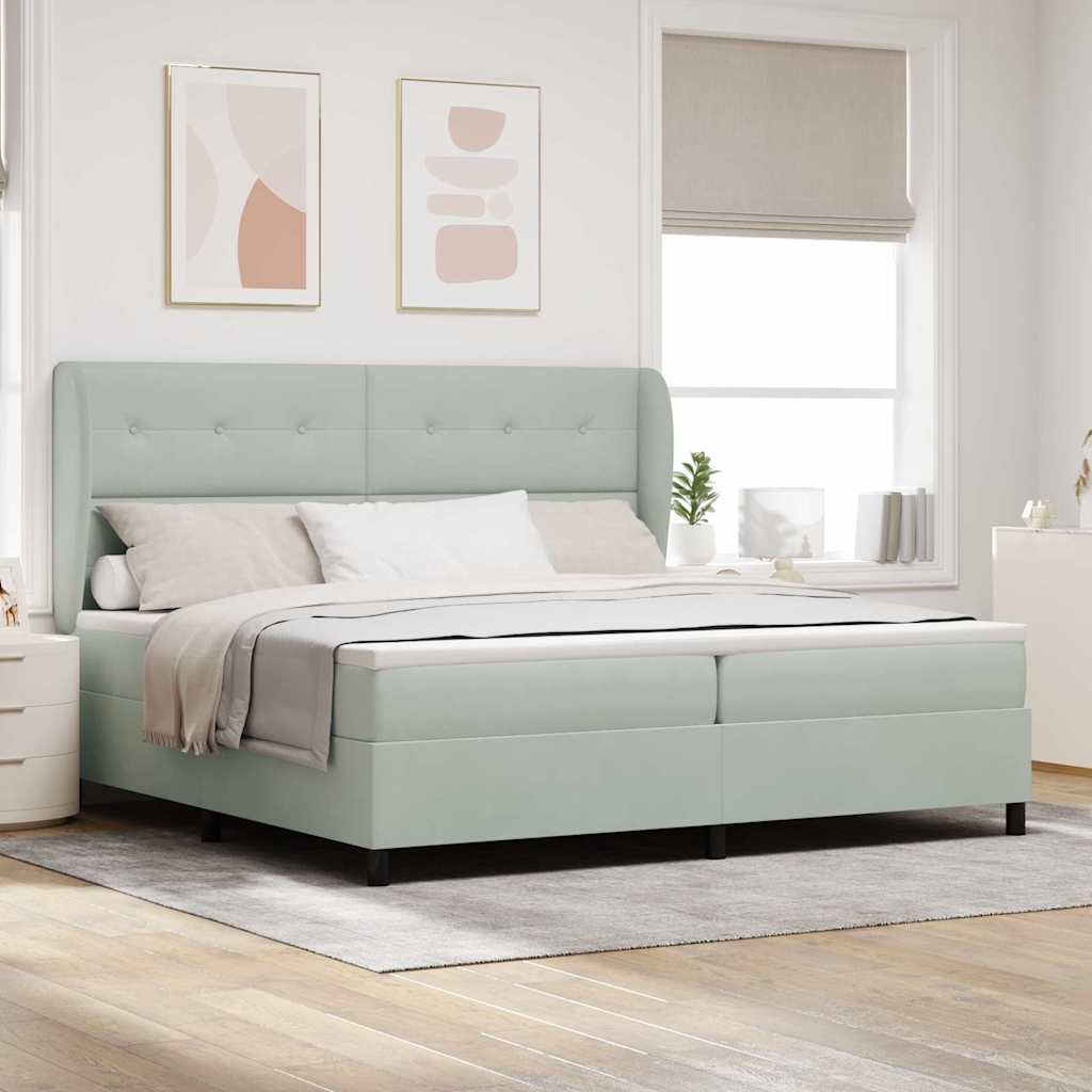 Boxspringbett Mit Matratze Samt Hellgrau