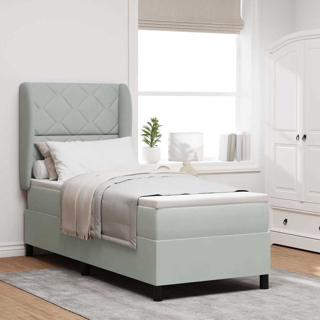 Boxspringbett Mit Matratze Samt Hellgrau