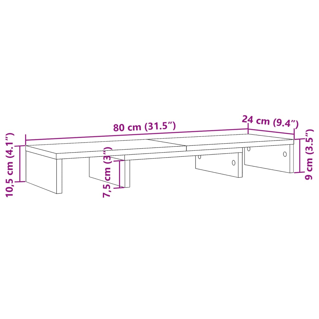 Monitorständer Verstellbar Sonoma-Eiche 80X24X10,5 Cm