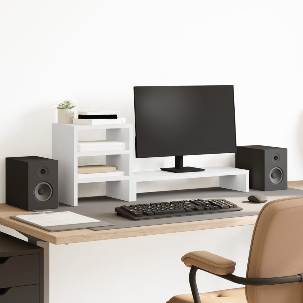 Monitorständer Mit Schreibtisch-Organizer Braun Eichen-Optik
