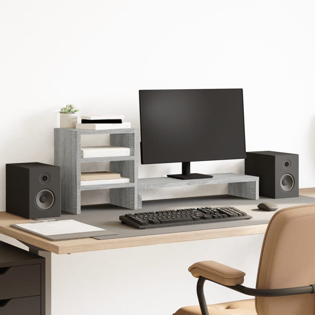 Monitorständer Mit Schreibtisch-Organizer Braun Eichen-Optik