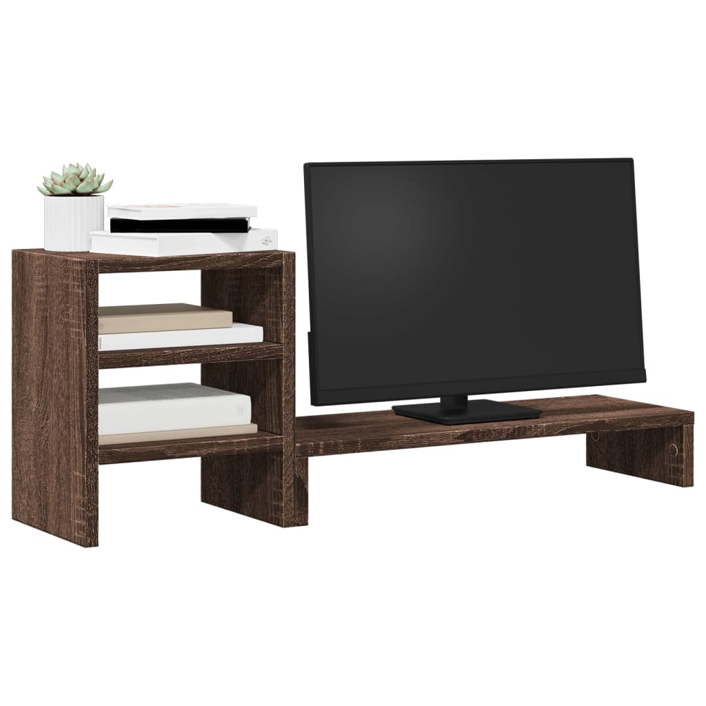 Monitorständer Mit Schreibtisch-Organizer Braun Eichen-Optik