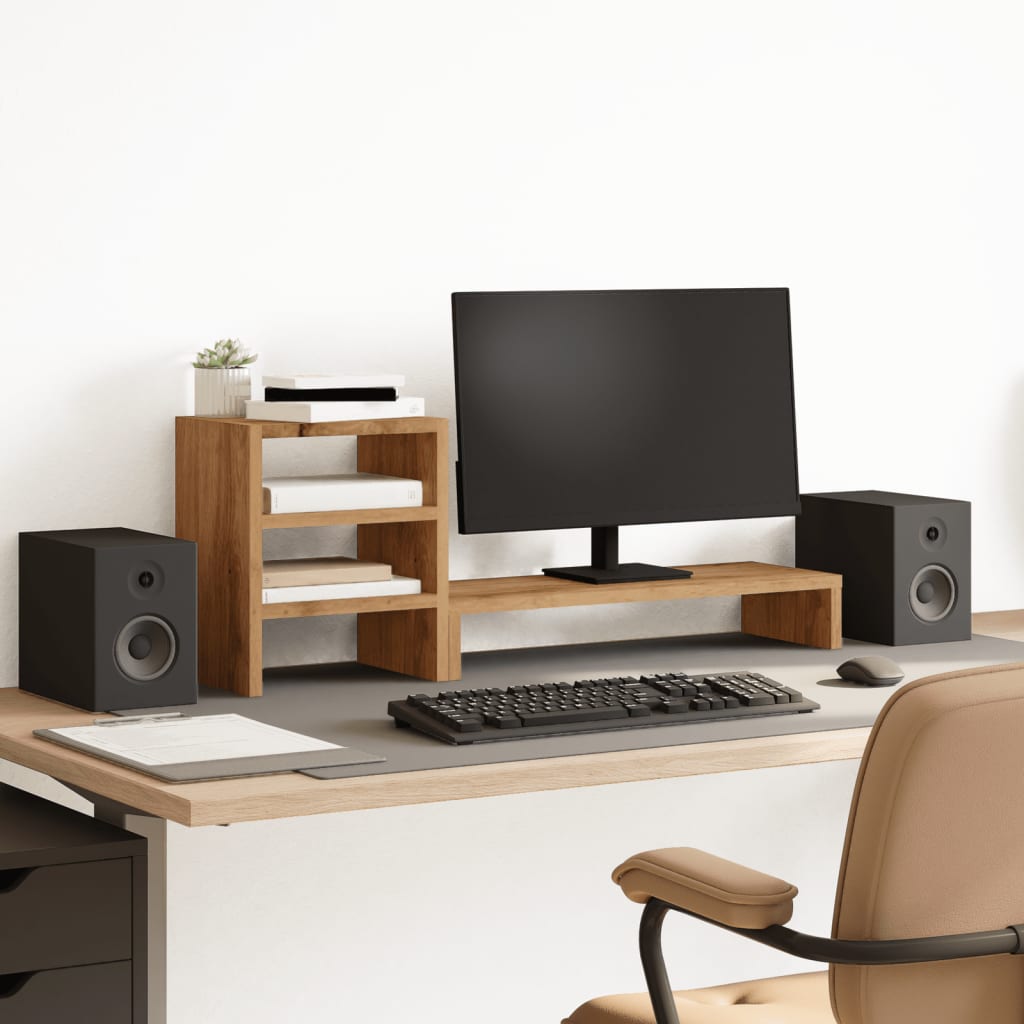 Monitorständer Mit Schreibtisch-Organizer Braun Eichen-Optik