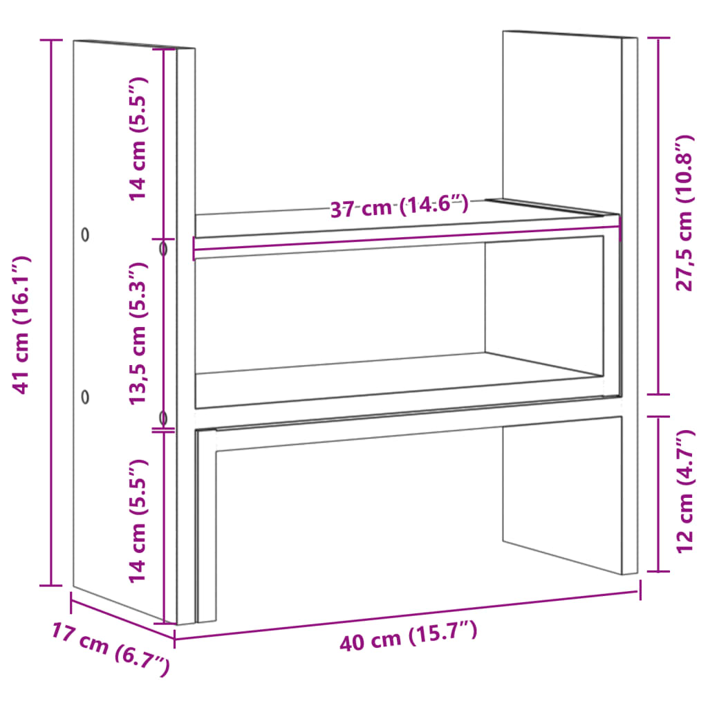 Schreibtisch-Organizer Verstellbar -Optik 40X17X41 Cm