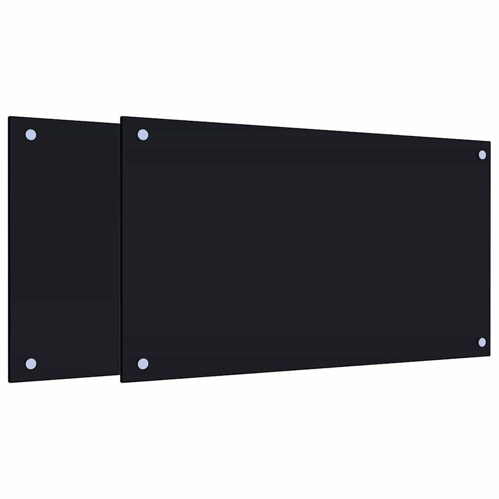 Küchenrückwände 2 Stk. Hartglas Schwarz