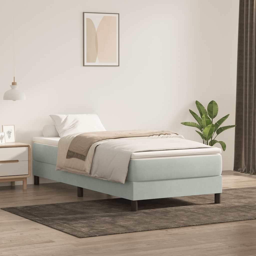 Boxspringbett Mit Matratze Samt Hellgrau