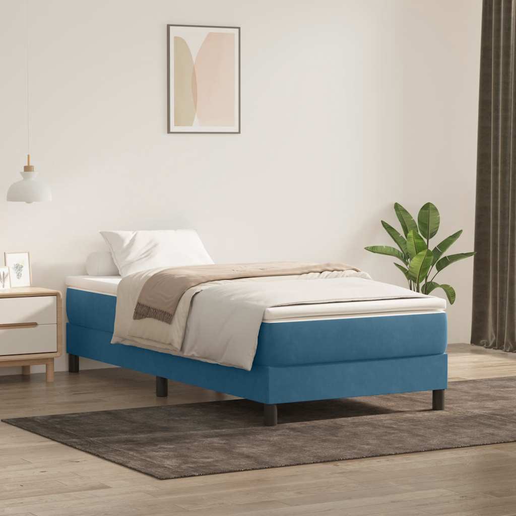 Boxspringbett Mit Matratze Samt Dunkelblau