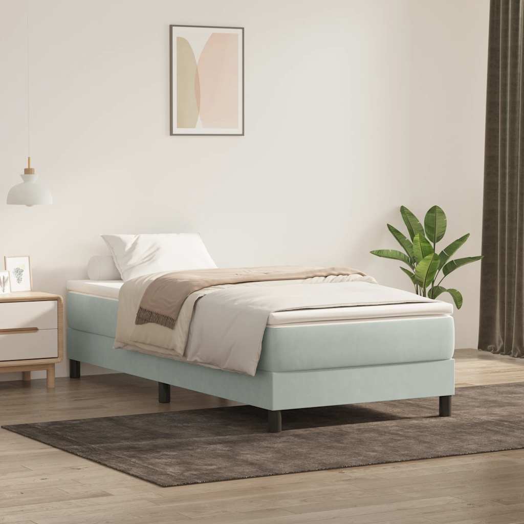 Boxspringbett Mit Matratze Samt Hellgrau