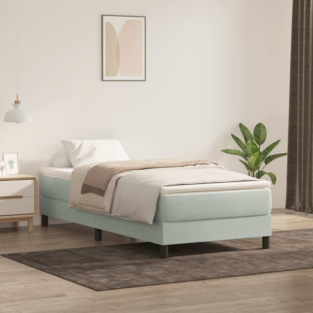 Boxspringbett Mit Matratze Samt Hellgrau