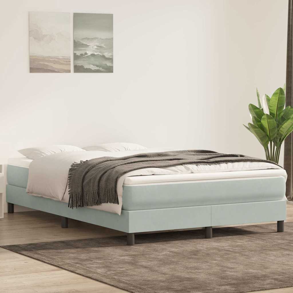 Boxspringbett Mit Matratze Samt Hellgrau
