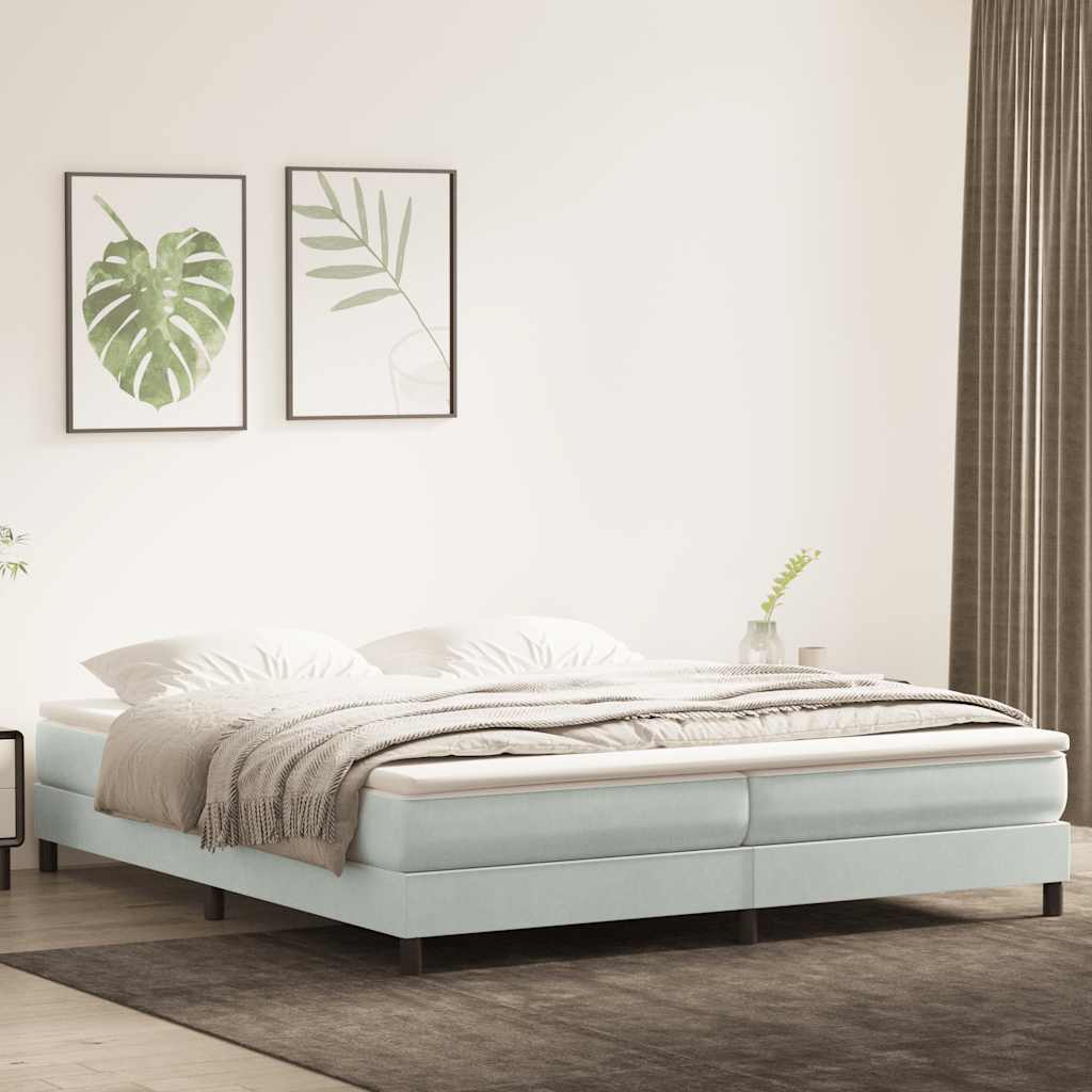 Boxspringbett Mit Matratze Samt Hellgrau
