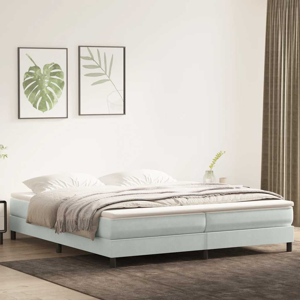 Boxspringbett Mit Matratze Samt Hellgrau
