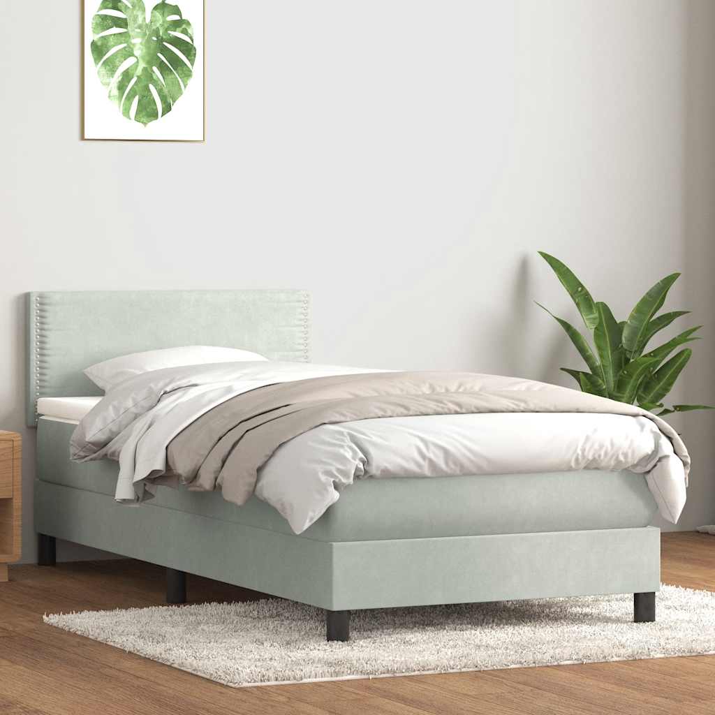 Boxspringbett Mit Matratze Samt Hellgrau