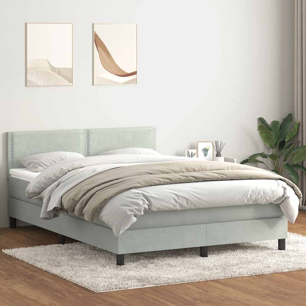 Boxspringbett Mit Matratze Samt Hellgrau
