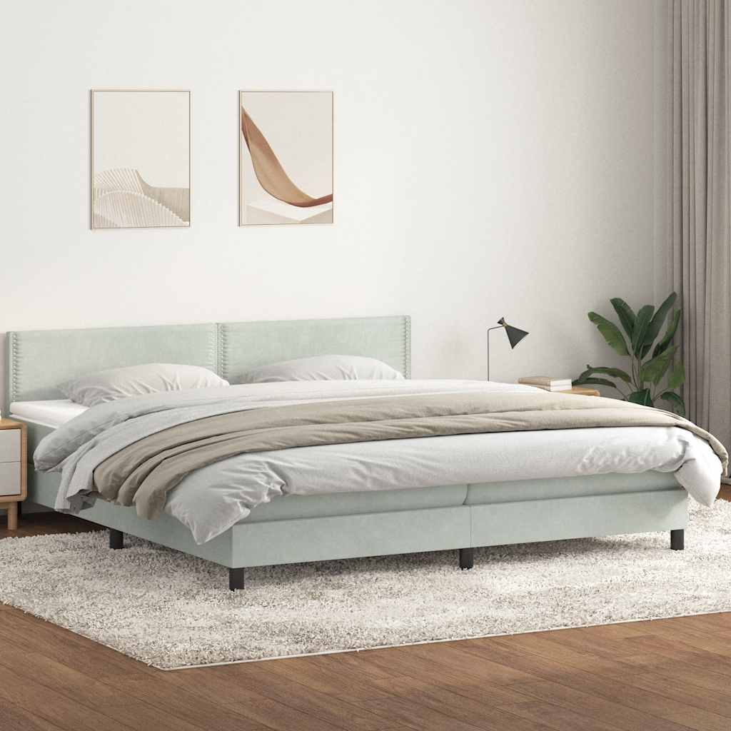 Boxspringbett Mit Matratze Samt Hellgrau