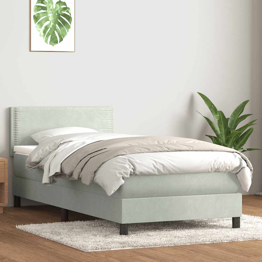 Boxspringbett Mit Matratze Samt Hellgrau