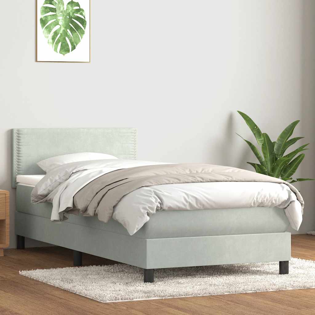 Boxspringbett Mit Matratze Samt Hellgrau