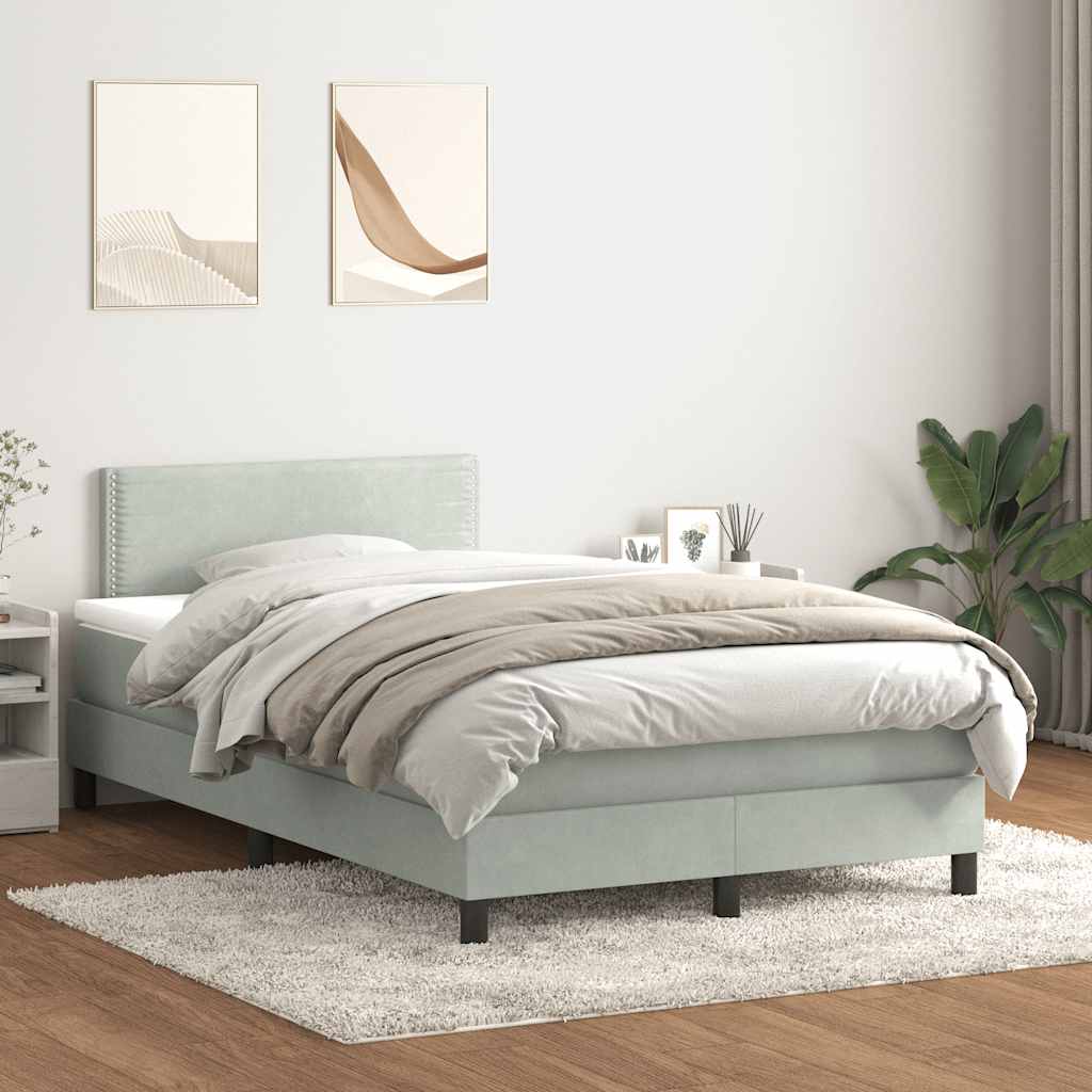 Boxspringbett Mit Matratze Samt Hellgrau