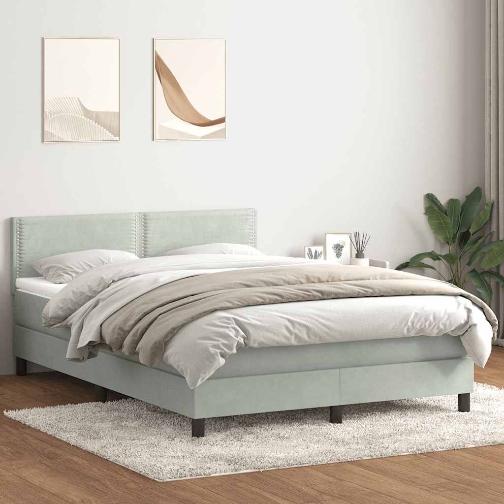Boxspringbett Mit Matratze Samt Hellgrau