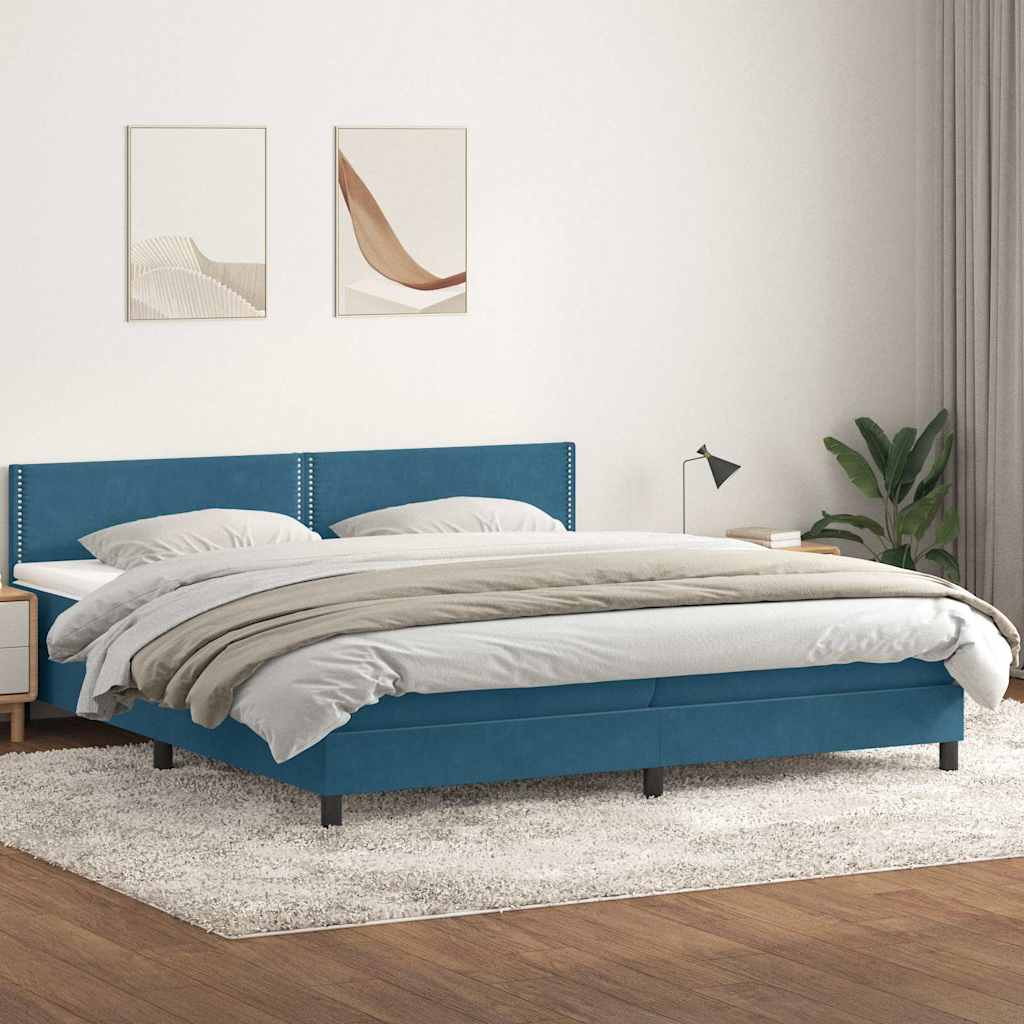 Boxspringbett Mit Matratze Samt Dunkelblau