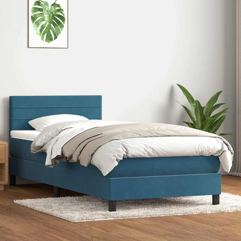 Boxspringbett Mit Matratze Samt Dunkelblau