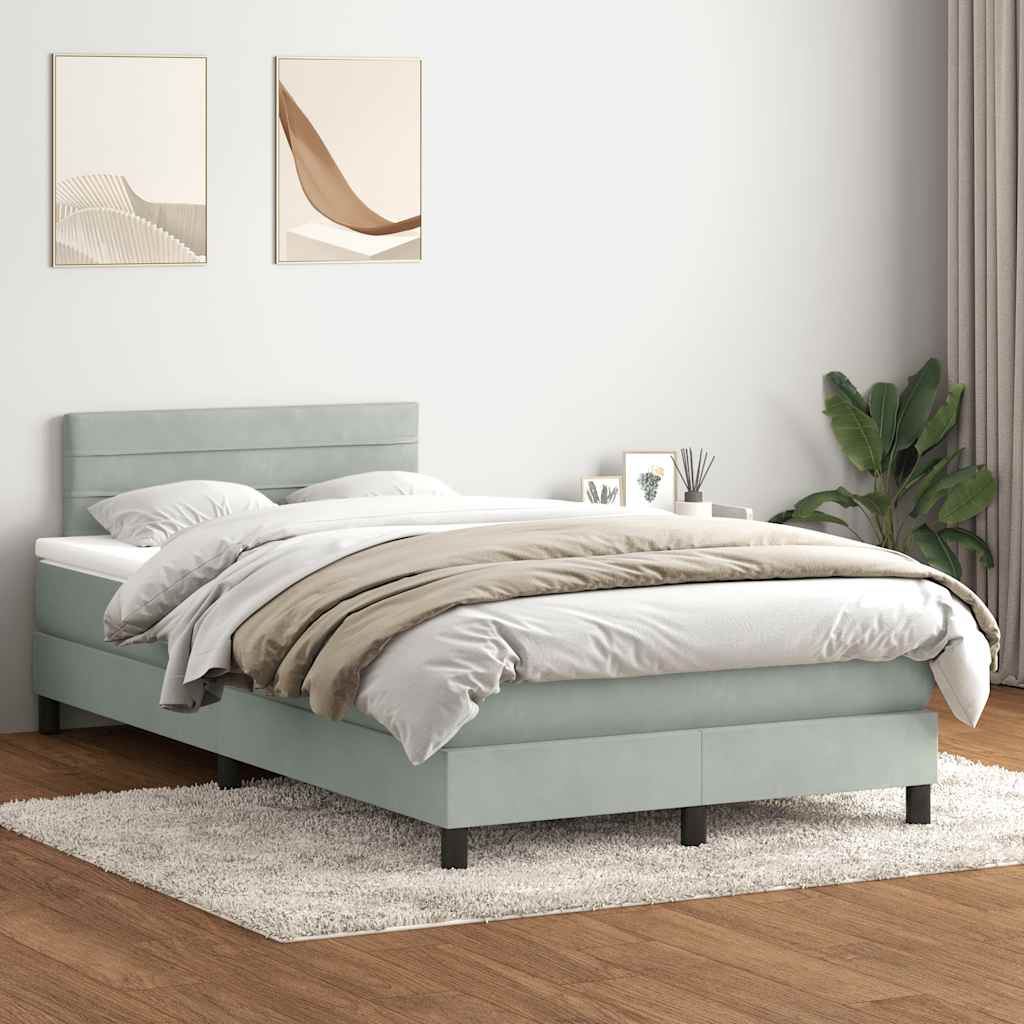Boxspringbett Mit Matratze Samt Hellgrau
