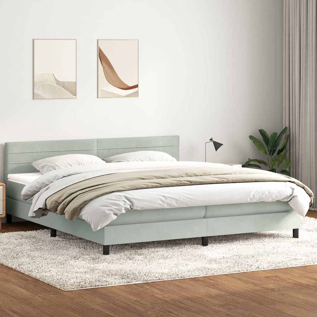 Boxspringbett Mit Matratze Samt Hellgrau