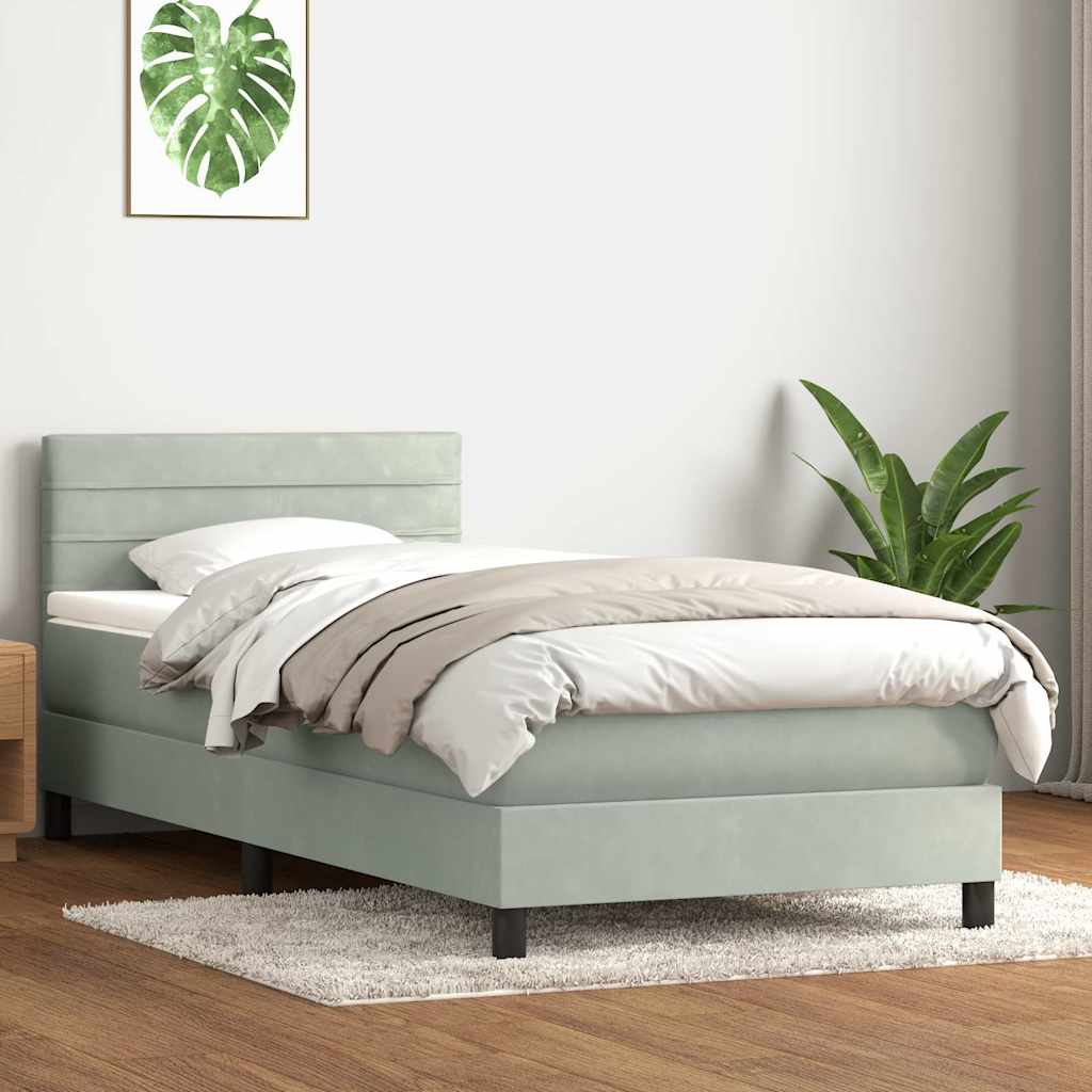 Boxspringbett Mit Matratze Samt Hellgrau