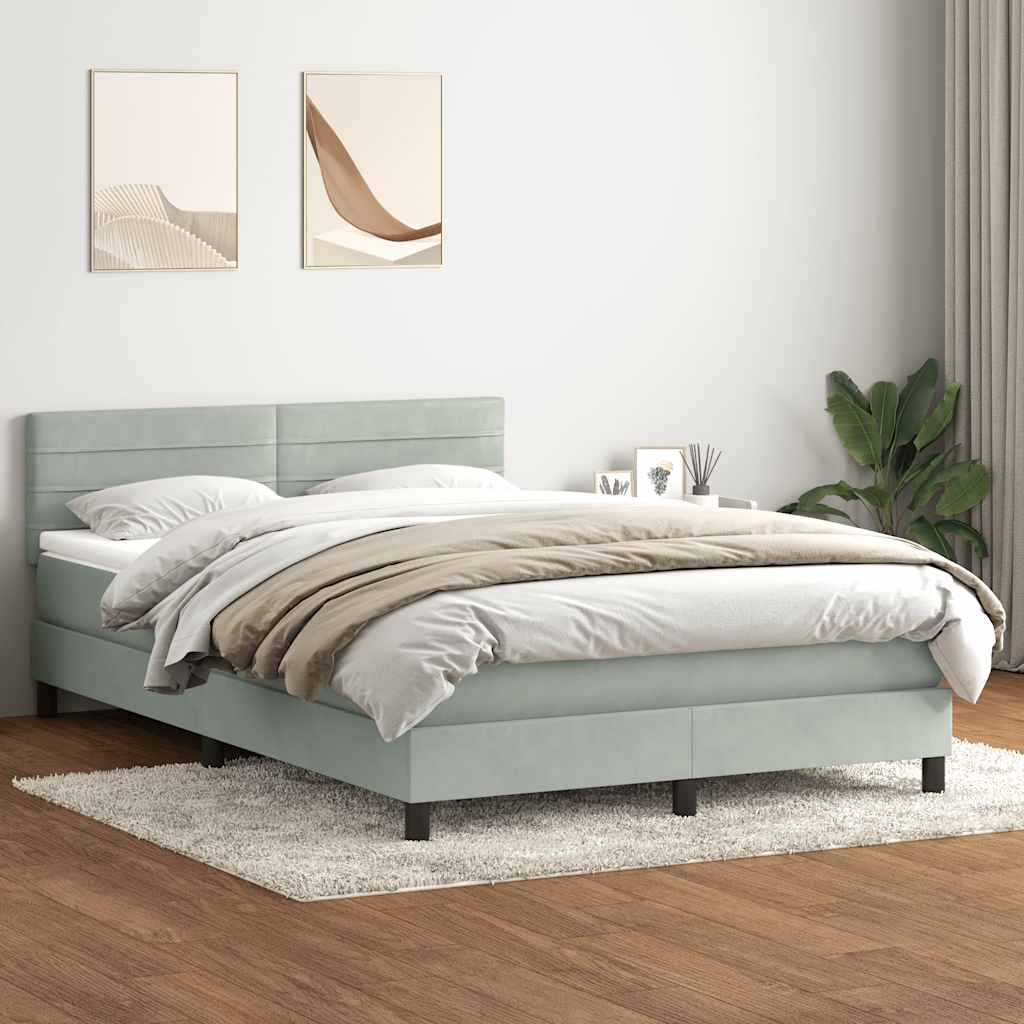 Boxspringbett Mit Matratze Samt Hellgrau