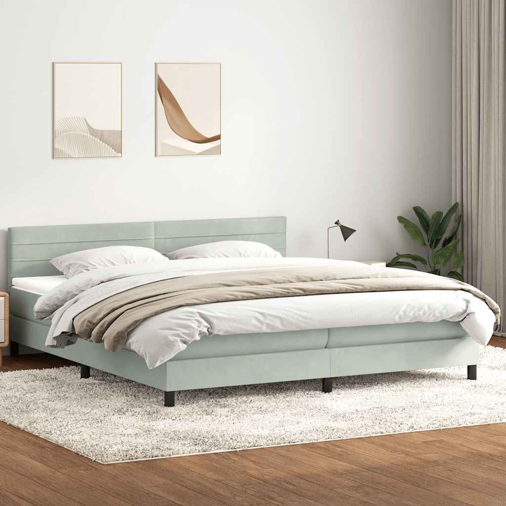 Boxspringbett Mit Matratze Samt Hellgrau