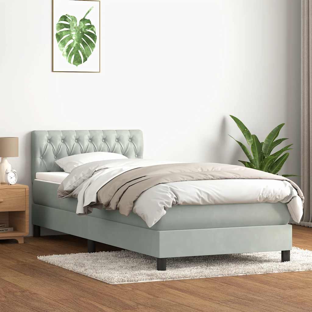 Boxspringbett Mit Matratze Samt Hellgrau