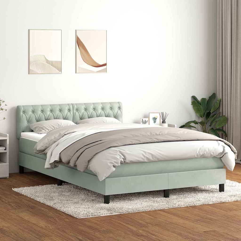 Boxspringbett Mit Matratze Samt Hellgrau