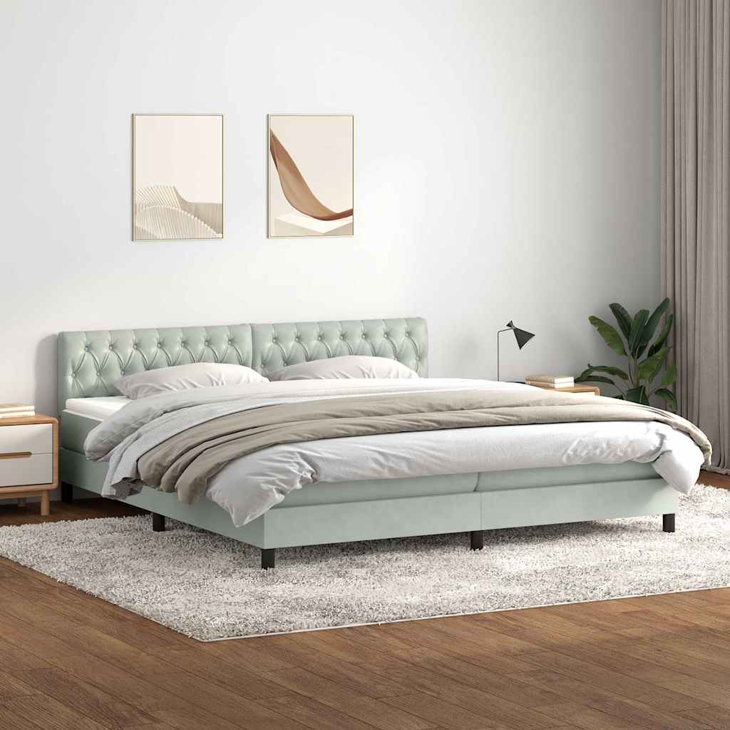 Boxspringbett Mit Matratze Samt Hellgrau