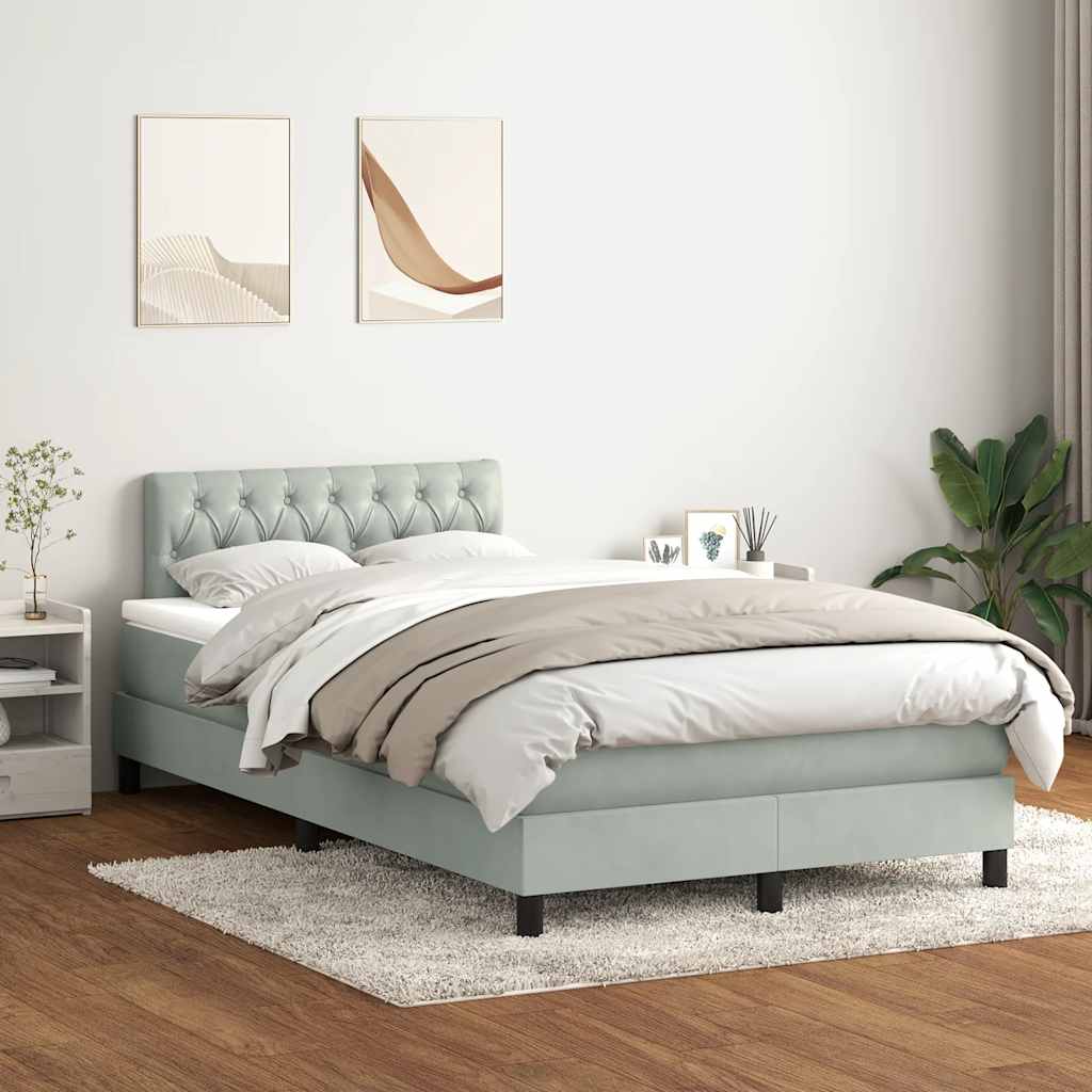 Boxspringbett Mit Matratze Samt Hellgrau