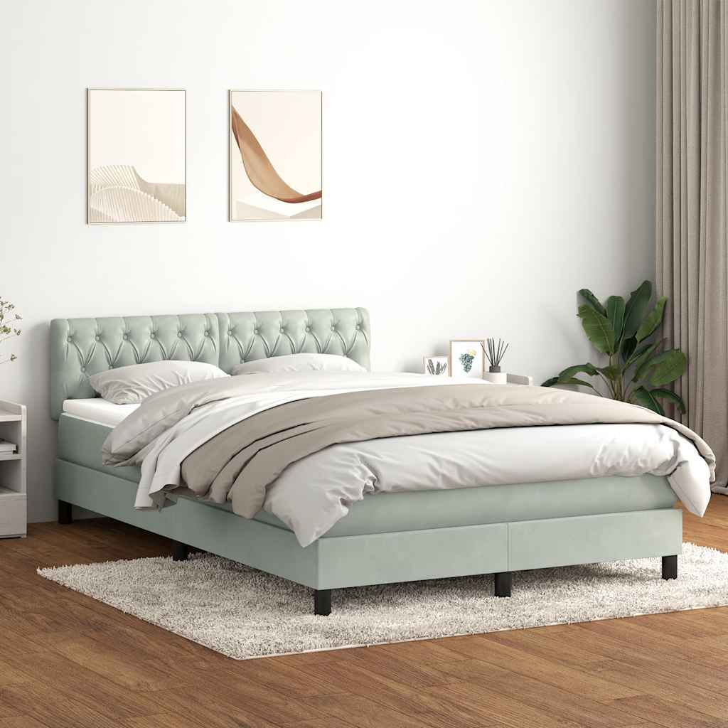 Boxspringbett Mit Matratze Samt Hellgrau