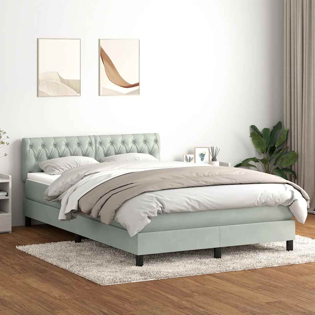 Boxspringbett Mit Matratze Samt Hellgrau