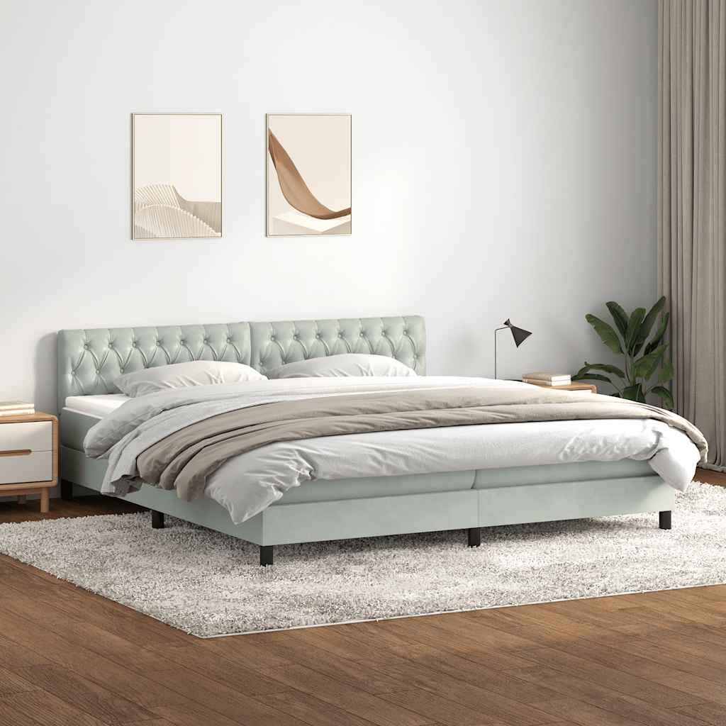 Boxspringbett Mit Matratze Samt Hellgrau