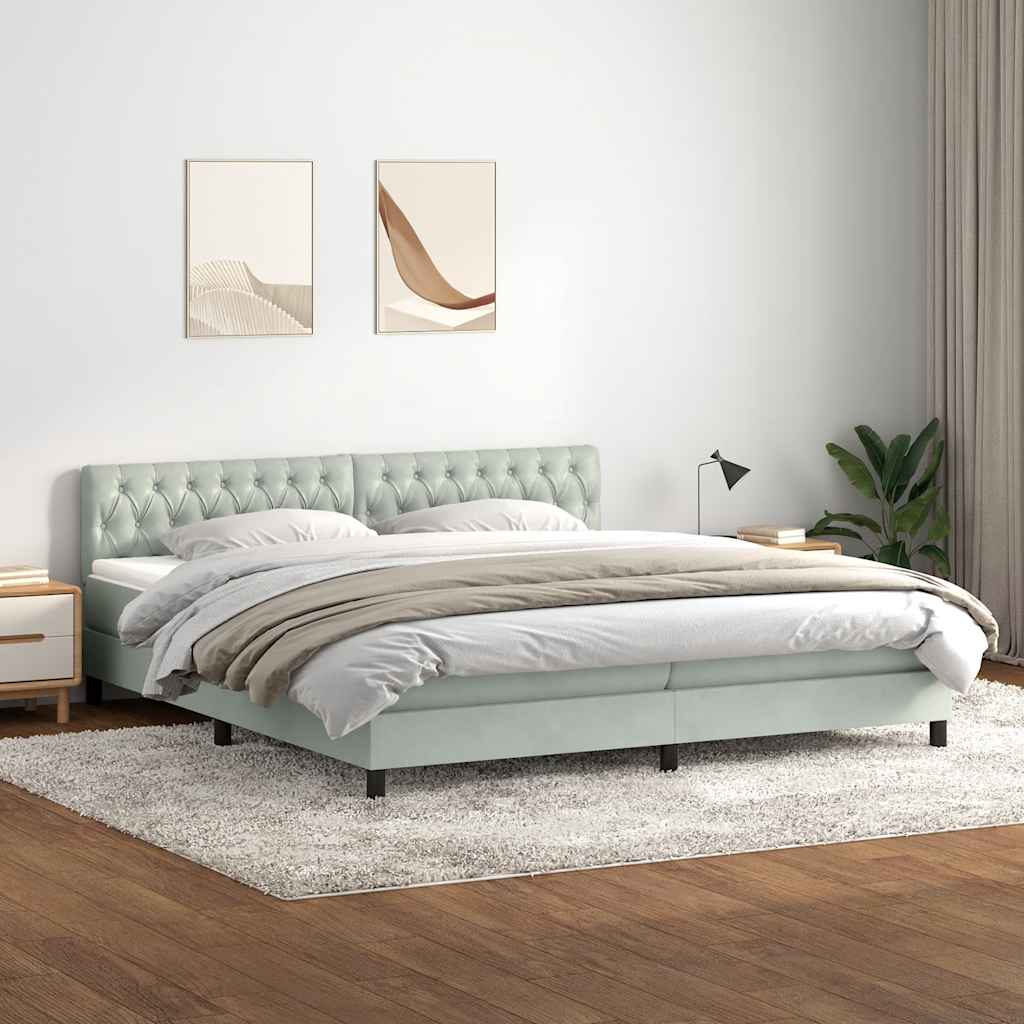 Boxspringbett Mit Matratze Samt Hellgrau