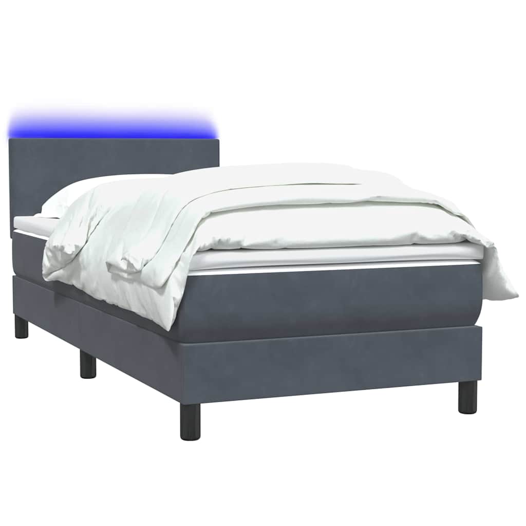 Boxspringbett Mit Matratze & Led Samt Dunkelgrau