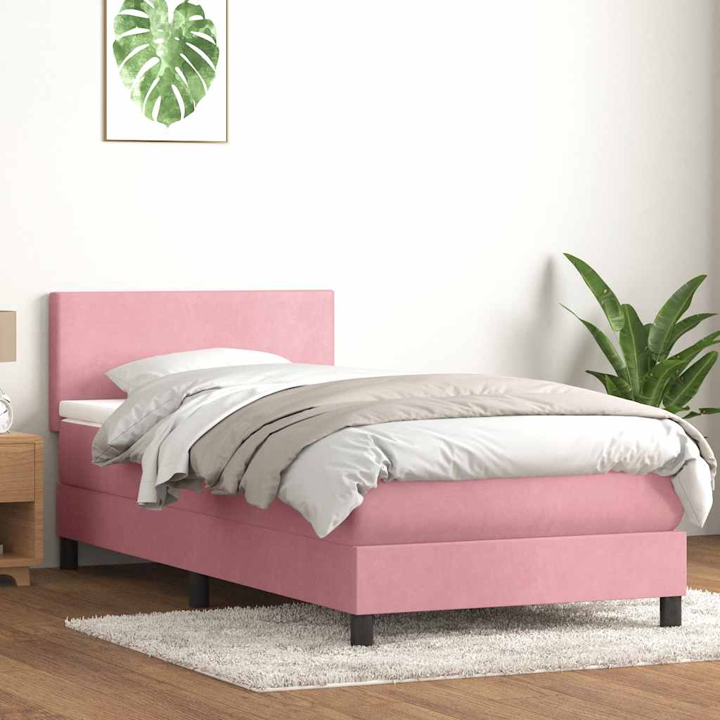 Boxspringbett Mit Matratze & Led Samt Rosa