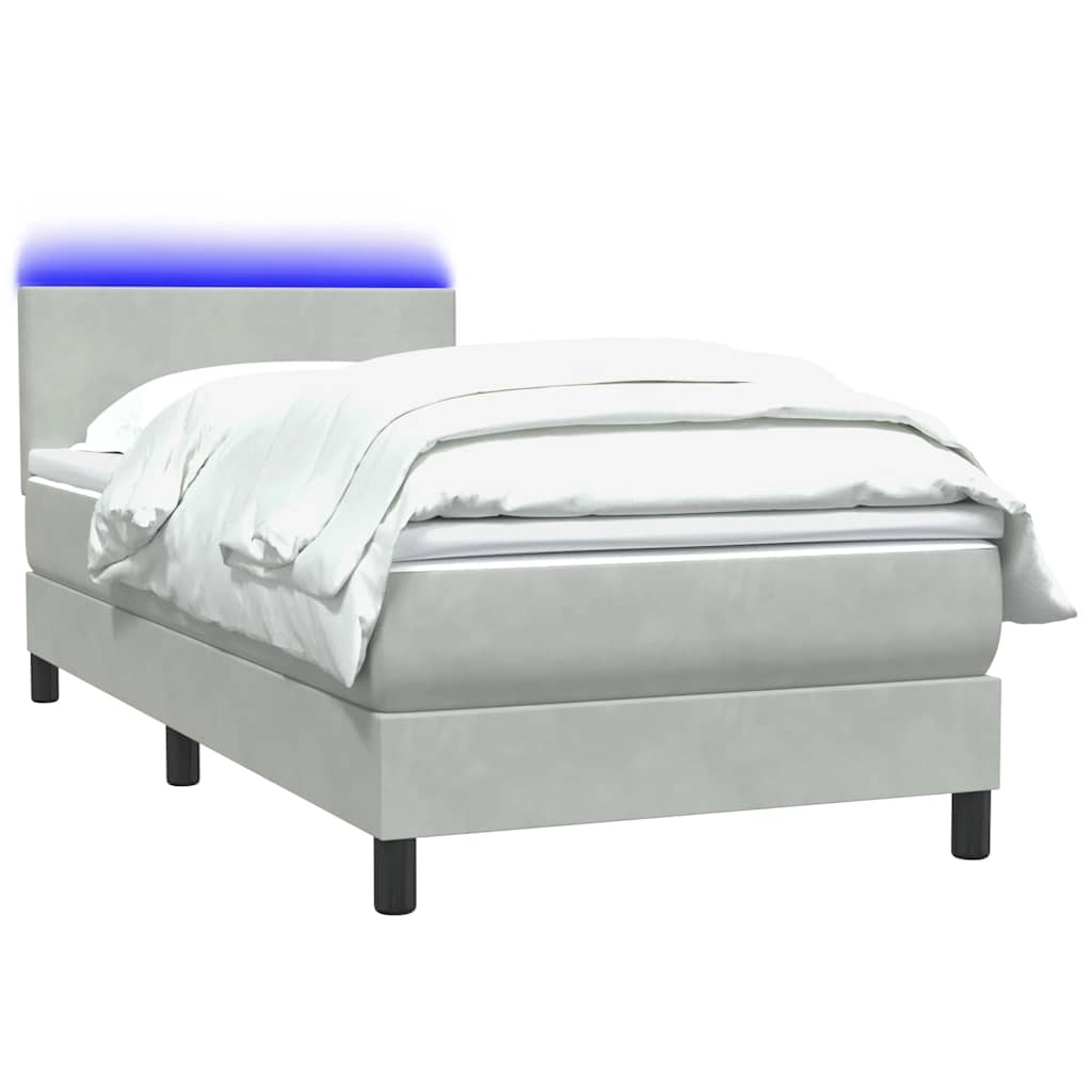 Boxspringbett Mit Matratze & Led Samt Hellgrau