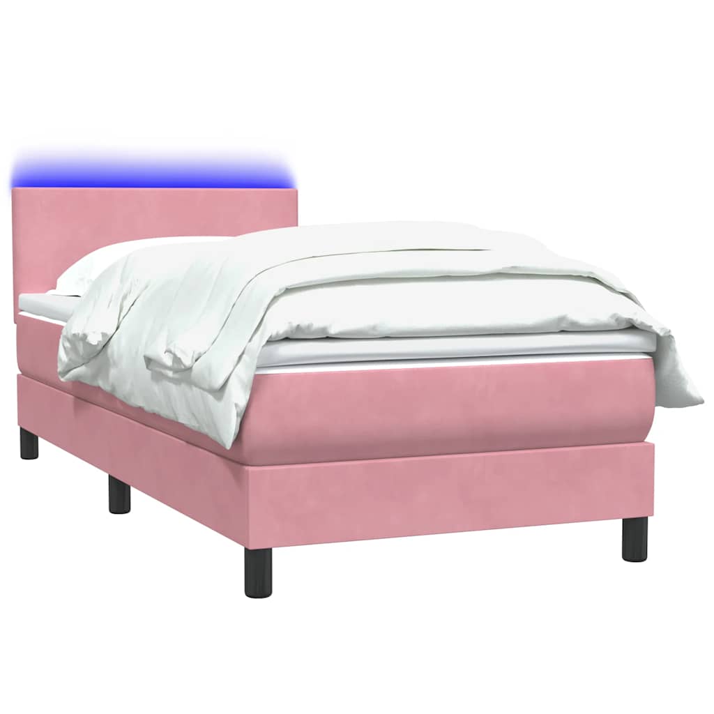 Boxspringbett Mit Matratze & Led Samt Rosa