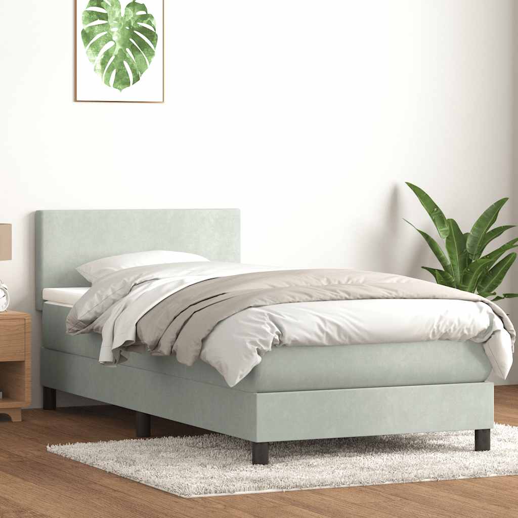 Boxspringbett Mit Matratze & Led Samt Hellgrau