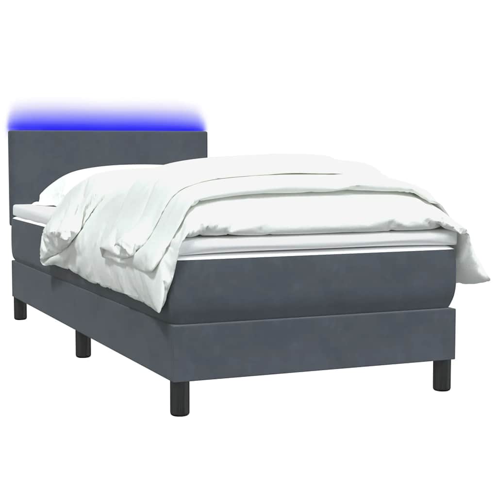 Boxspringbett Mit Matratze & Led Samt Dunkelgrau