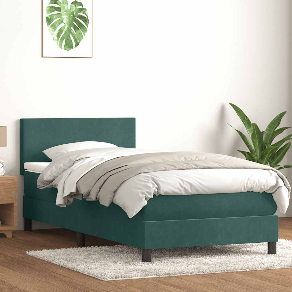 Boxspringbett Mit Matratze & Led Samt Dunkelgrün