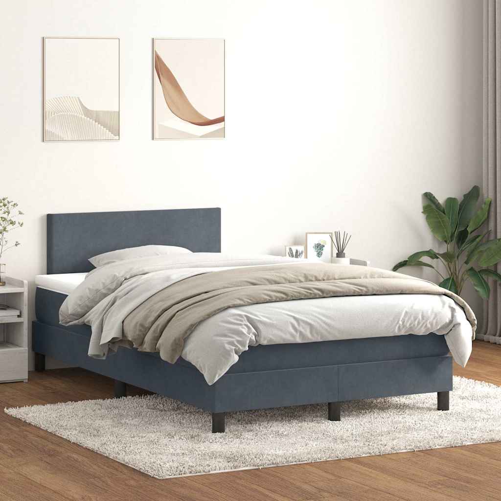 Boxspringbett Mit Matratze & Led Samt Dunkelgrau