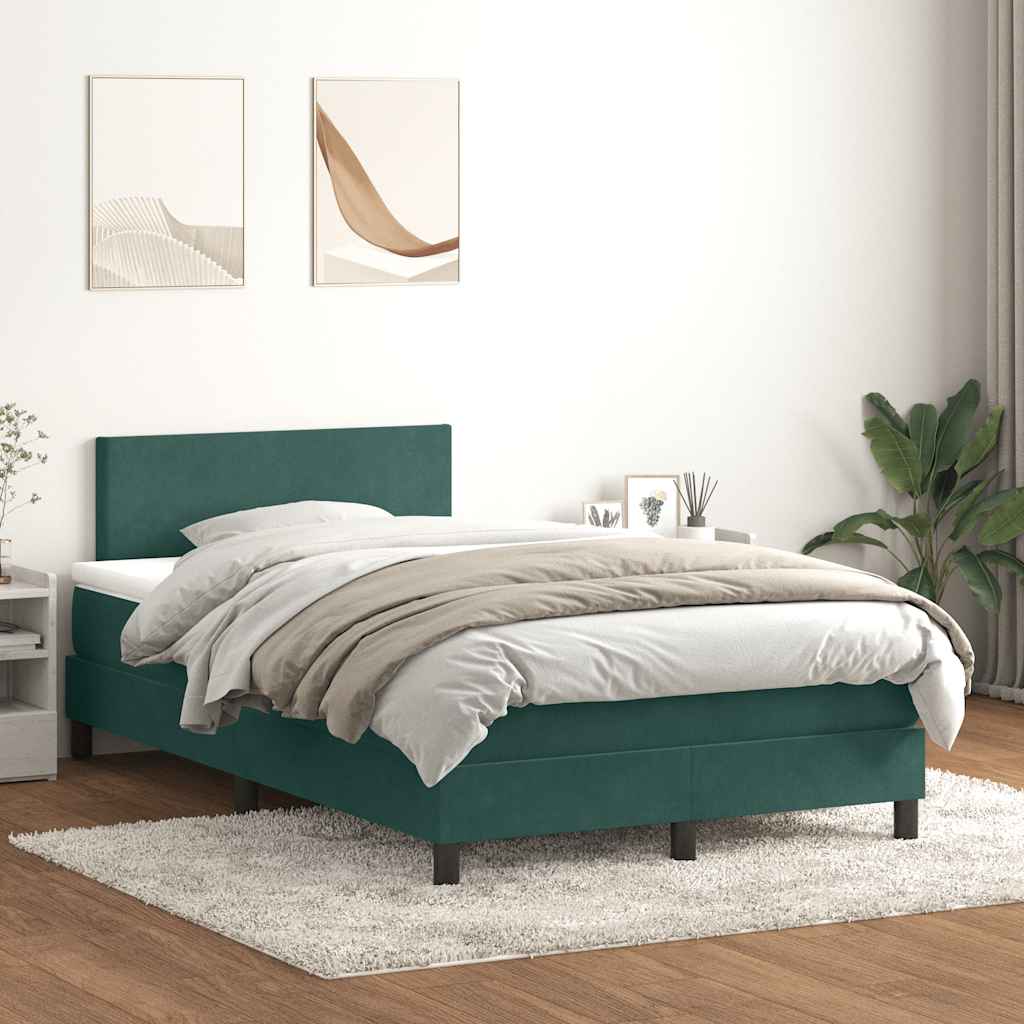 Boxspringbett Mit Matratze & Led Samt Dunkelgrün