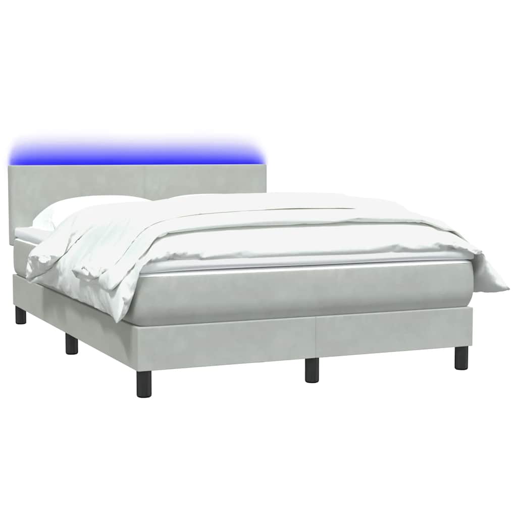 Boxspringbett Mit Matratze & Led Samt Hellgrau