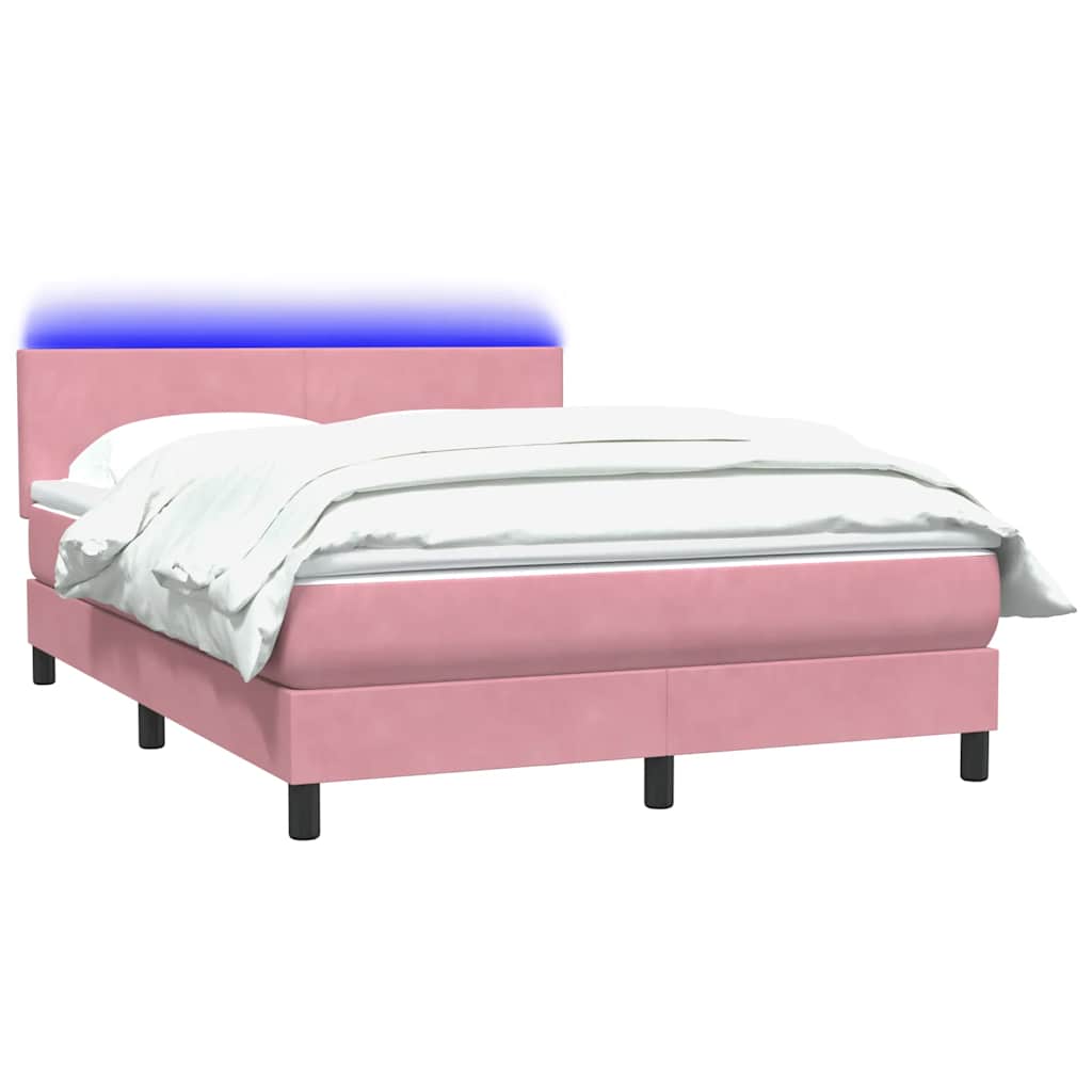 Boxspringbett Mit Matratze & Led Samt Rosa